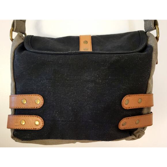 Mona B Crossbody Bag Canvas Leather Messenger Bike Bag - Picture 9 of 10